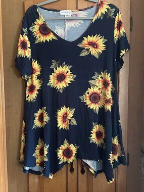 Larace Casual V Neck Tunic Asymmetrical Top XL